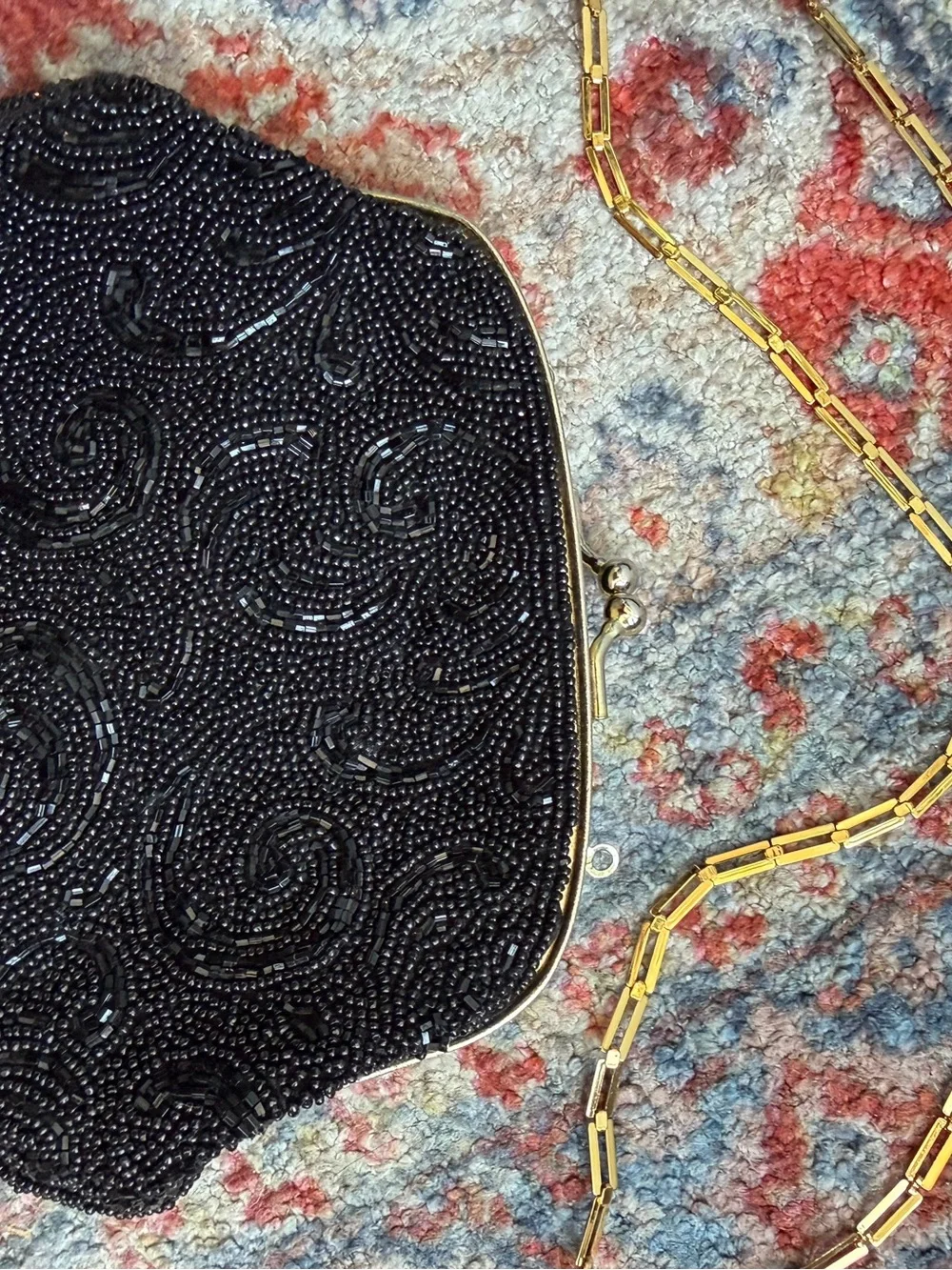Vintage Beaded Black Evening Clutch